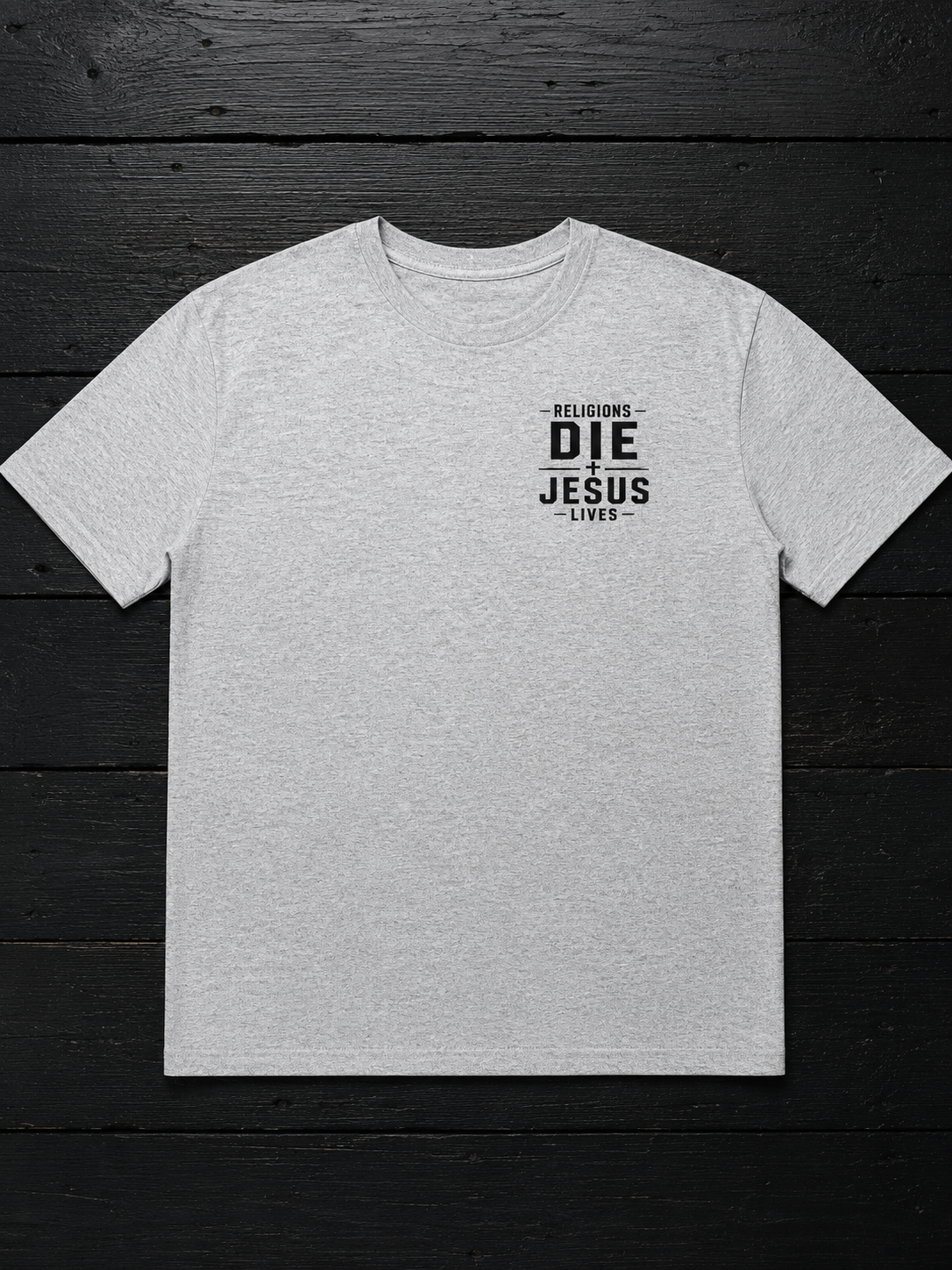 Religions Die, Jesus Lives Men’s T-Shirt | Heather Gray