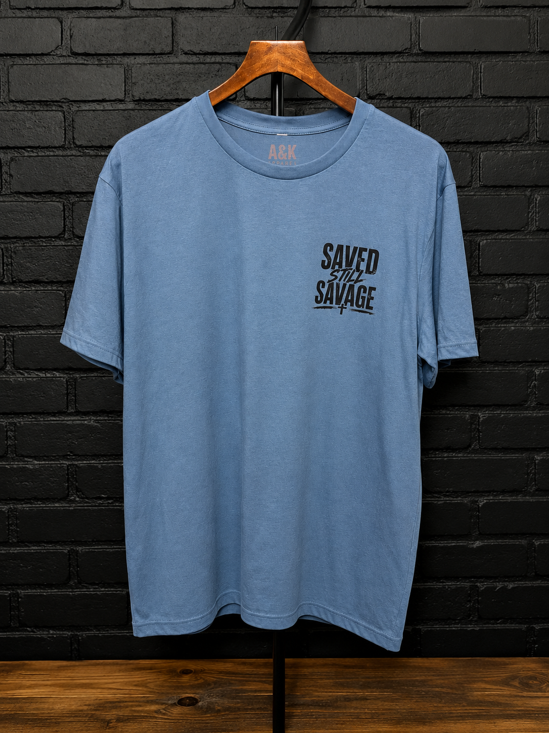 Saved Still Savage™ Men’s Slate Blue Christian T-Shirt | Premium Faith Graphic Tee