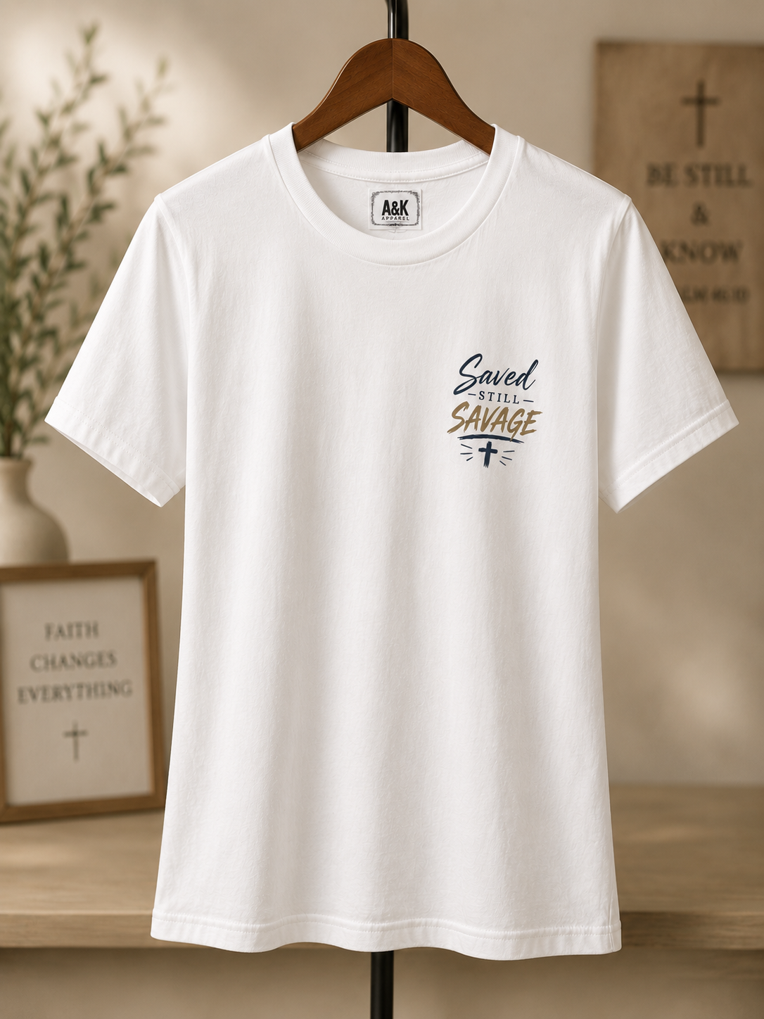 Saved Still Savage™ Women’s White Christian T-Shirt | Faith Graphic Tee | A&K Apparel