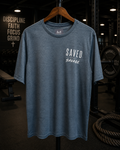 Saved Still Savage™ Men’s Performance Tee – Heather Steel Blue