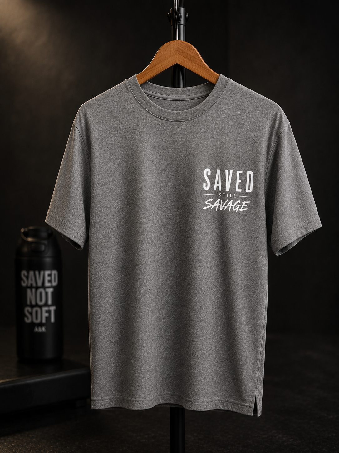 Saved Still Savage Stretch Performance Dri-Fit Tee – Heather Gray
