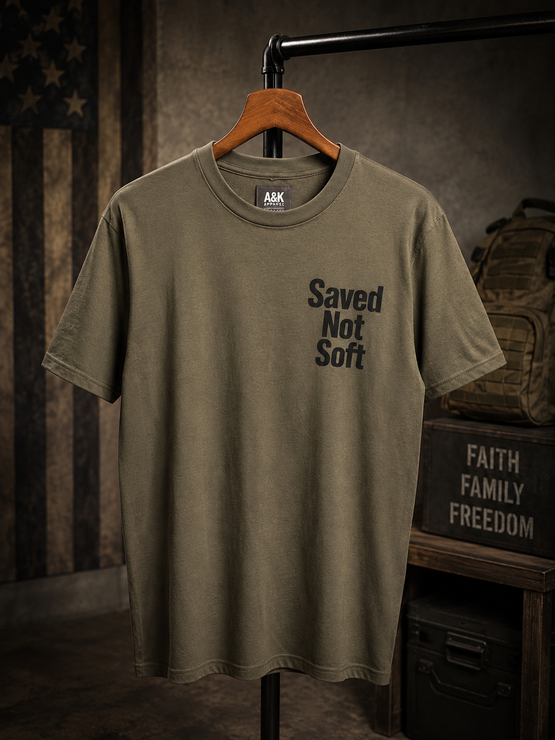 Saved Not Soft – Olive Faith Tee | A&K Apparel